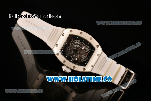 Richard Mille RM 055 Bubba Watson Tourbillon Manual Winding Steel Case with Skeleton Dial and Dot Markers - Black Inner Bezel - Click Image to Close